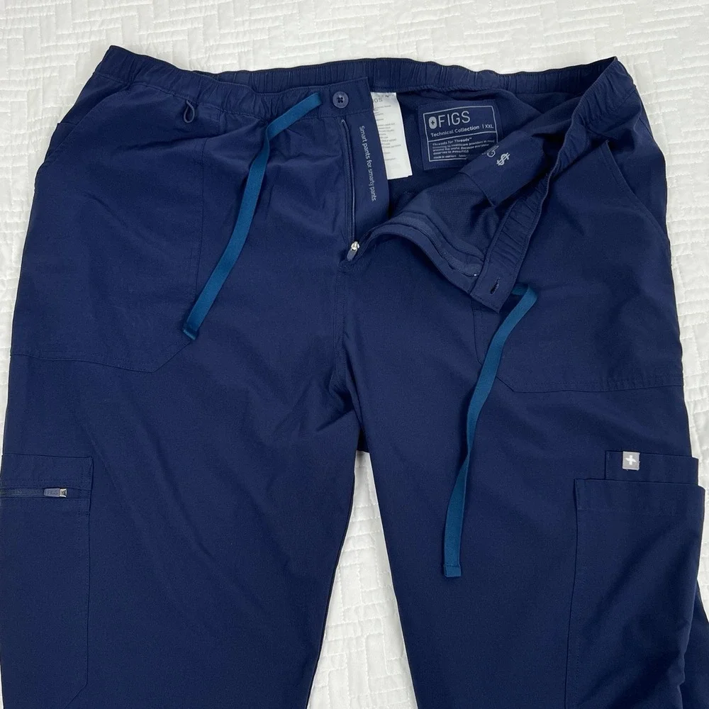 FIGS Cairo Cargo Scrub Pants Men's XXL Zip Fly Blue Technical Collection